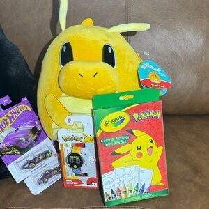 Pokemon Dragonite Plush Toy with Crayola Color & Activity Set and Hot Wheels